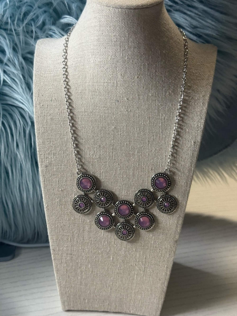 Purple Statement Disc Necklace - Women Jewelry